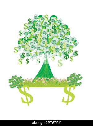 Il denaro cresce sugli alberi - scheda astratto Illustrazione Vettoriale