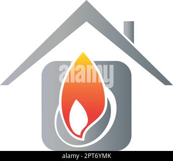 Casa, fuoco, idraulico, installatore, riparatore, Riscaldamento, Logo, icona Illustrazione Vettoriale