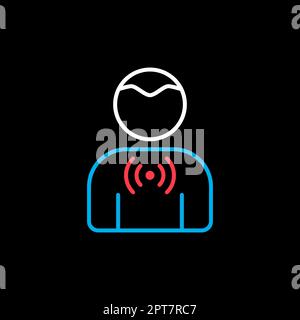 Nuovi sintomi di Coronavirus mal di gola vettore icona piatta su sfondo nero. Segno medico. Simbolo grafico per il sito Web medico e la progettazione di applicazioni, logo, ap Foto Stock