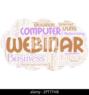 Webinar "Big Word cloud in the shape of cloud with word". Foto Stock