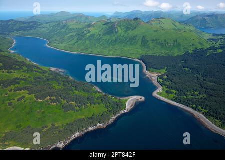 Delta del fiume sull'isola di Kodiak, Katmai, Alaska, Stati Uniti Foto Stock