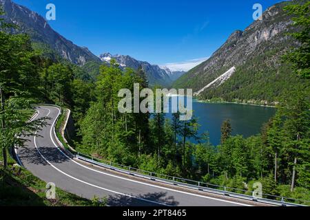 Lago del Predil, Raibler See, Tarvisio, Tarvis, Alpi Giulie, Italia Foto Stock