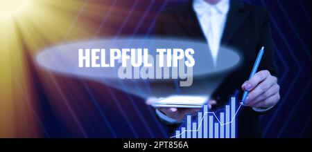 Didascalia concettuale Suggerimenti utili, Foto concettuale Chiedi a un esperto soluzioni Suggerimenti Consulenza attenzione Foto Stock