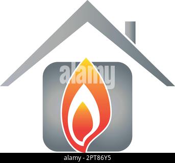 Casa, fuoco, idraulico, installatore, riparatore, Riscaldamento, Logo, icona Illustrazione Vettoriale