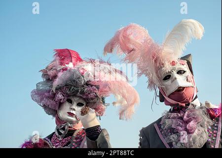 Venezia, Italia - Febbraio 21 2019: le maschere del carnevale di Venezia 2019 Foto Stock