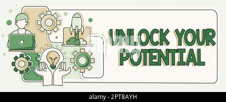 Didascalia concettuale Sblocca il tuo potenziale, la foto concettuale massimizza la forza e le capacità fanno la differenza Foto Stock