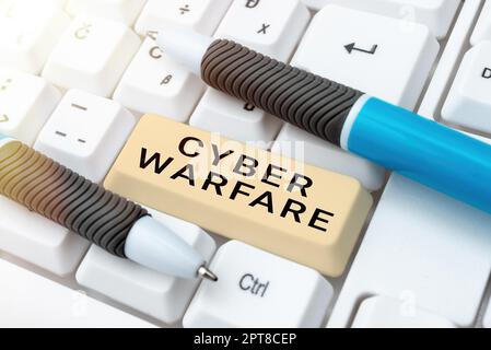 Visualizzazione concettuale Cyber Warfare, Business idea Guerra virtuale hacker sistema attacchi Ladro digitale Stalker Foto Stock