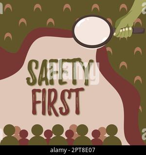 Didascalia di testo Presentazione della sicurezza prima di tutto, idea di business evitare qualsiasi rischio inutile vivere in sicurezza stare attenti prestare attenzione Foto Stock