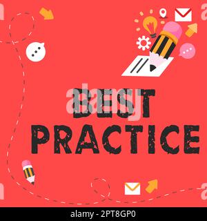 Testo che mostra ispirazione Best practice, Business idea fuoco selettivo idee comprovate per il successo ed efficace Foto Stock