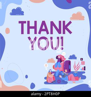 Didascalia di testo Presentazione grazie, concetto che significa riproduzione su qualcosa di buono o saluti con modo felice Foto Stock