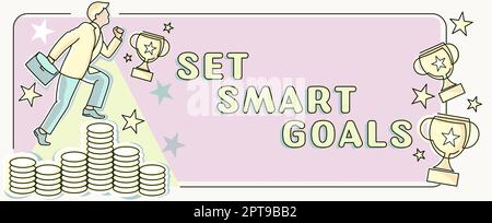 Firma esposizione Set Smart Goals, Business Showcase stabilire obiettivi realizzabili fare buoni piani aziendali Foto Stock