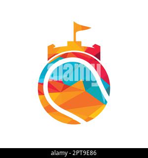 Tennis forte vettore logo design. Castello tennis icona design. Illustrazione Vettoriale