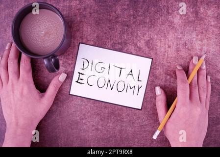 Segnaletica digitale Economia, approccio aziendale avanzamento dell'economia costruito utilizzando la tecnologia moderna Foto Stock