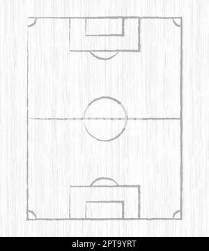 Tattiche di calcio e calcio disegnate con gesso, pennarello su una tavola di legno bianco - illustrazione Vector Foto Stock