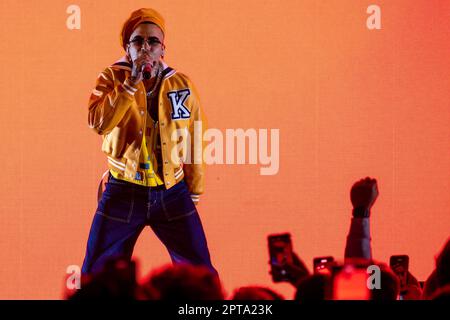 Verona, Italia. 27th Apr, 2023. Arena di Verona, Verona, Italia, 27 aprile 2023, Sfera Ebasta durante sfera Ebasta - Arena di Verona - cantante italiana Concerto musicale Credit: Live Media Publishing Group/Alamy Live News Foto Stock