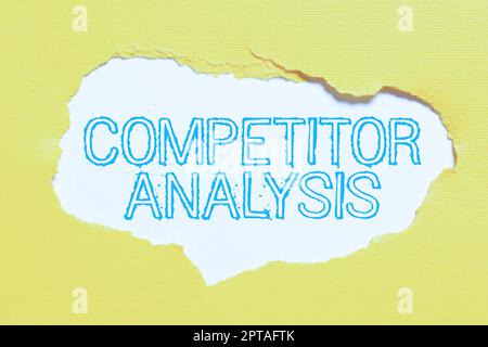 Segno che mostra l'analisi del competitore, vetrina di affari le leggi di commercio equo per assicurare la protezione dei diritti dei consumatori Abstract che genera la trascrizione in linea Jo Foto Stock