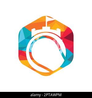 Tennis forte vettore logo design. Castello tennis icona design. Illustrazione Vettoriale
