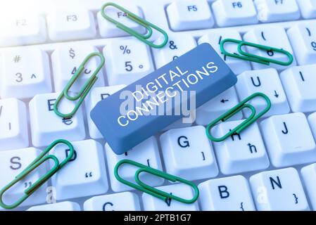Scrittura a mano di testo connessioni digitali, Business idea modi potenti per connettersi Online Global High Definition Foto Stock