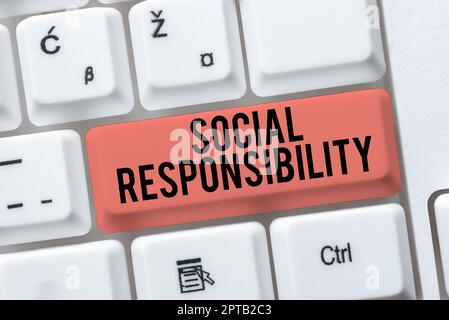 Segno di scrittura a mano responsabilità sociale, obbligo di foto concettuale a beneficio dell'equilibrio sociale nella vita Foto Stock
