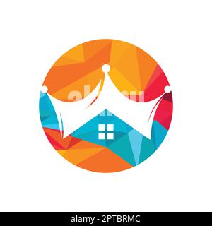 Disegno del marchio del vettore della casa. Concetto creativo di design del logo vettoriale della casa e della corona. Illustrazione Vettoriale