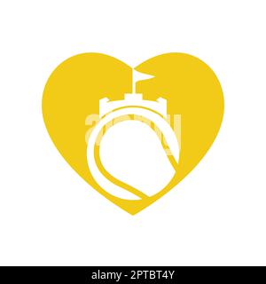 Tennis forte vettore logo design. Castello tennis icona design. Illustrazione Vettoriale