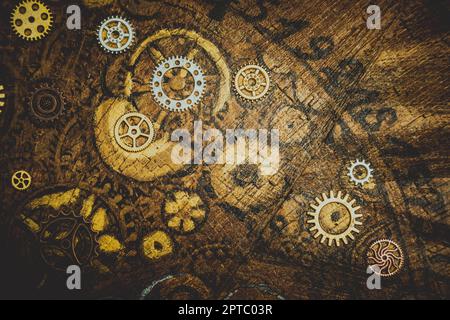 Sfondo tempo vintage - concetto per invecchiato, calendario, timer. Foto Stock