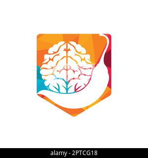 Chili cervello vettore logo modello. Concetto speziato di disegno di marchio di intelligenza. Illustrazione Vettoriale