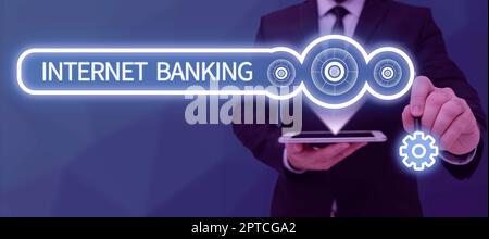 Scrittura a mano del testo Internet Banking, Word scritto sopra consegna il contenuto della pagina di nuovo all'utente Foto Stock