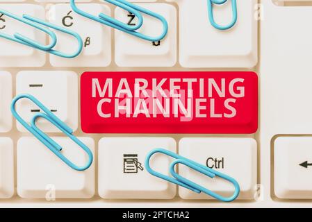Didascalia di testo che presenta i canali di marketing, Business Concept il necessario per trasferire la proprietà delle merci Foto Stock