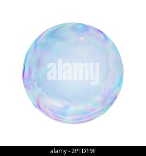 Bolle d'acqua o sapone trasparenti su sfondo bianco Foto Stock