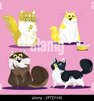 Impostare carino gatti vettore illustrazione Illustrazione Vettoriale