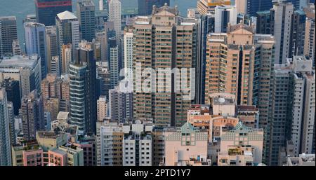 Centrale, Hong Kong 05 ottobre 2019: Città di Hong Kong al tramonto Foto Stock