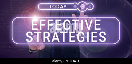 Segno di testo che mostra le strategie efficaci, Word for Sound Tactical Scheme potenti decisioni operative Foto Stock