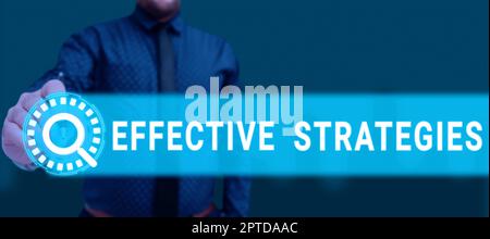 Segno di testo che mostra strategie efficaci, foto concettuale suono Schema tattico potenti decisioni operative Foto Stock