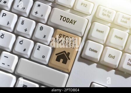 Scrittura che visualizza il testo mercato azionario, approccio commerciale mercato particolare in cui le azioni e le obbligazioni sono scambiate o exhange Foto Stock