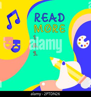 Scrittura testo visualizzato Leggi tutto, Panoramica aziendale fornire più tempo o lettura approfondita per un argomento o un elemento specifico Foto Stock