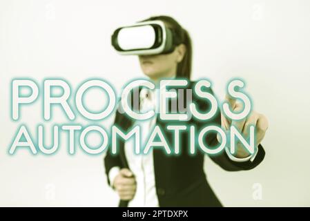 Visualizzazione dei segnali automazione dei processi, concetto che significa l'uso della tecnologia per automatizzare le azioni aziendali Foto Stock
