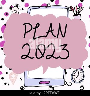 Didascalia concettuale piano 2023, approccio aziendale proposta dettagliata per fare o raggiungere qualcosa il prossimo anno Foto Stock