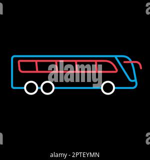 Icona vettore flat bus di viaggio Illustrazione Vettoriale