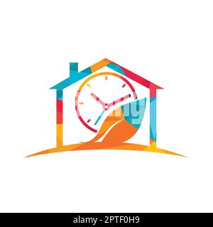 Natura tempo vettore logo design. Combinazione orologio vettoriale e logo foglia. Illustrazione Vettoriale