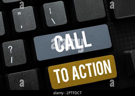 Didascalia concettuale Call to Action, Word for Invessate Decision Move to Advance Successful strategy Foto Stock