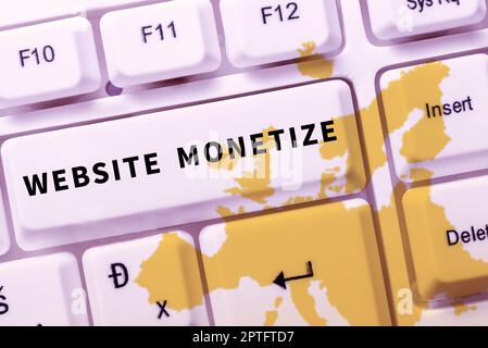 Visualizzazione concettuale Sito web Monetizza, Business Concept capacità generare un reddito attraverso il tuo sito web o blog Foto Stock