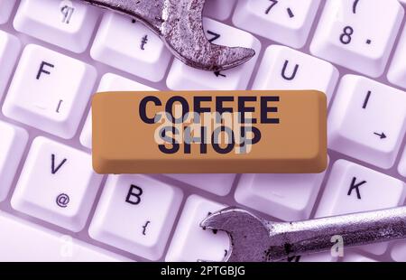 Scrittura che mostra testo Coffee Shop, Business Concept un ristorante che serve principalmente caffè e pasti leggeri Foto Stock