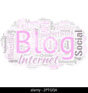 Nuvola di parole grandi sotto forma di nuvola con blog di parole. Foto Stock