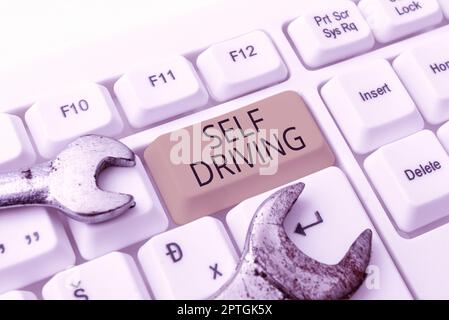 Didascalia concettuale Guida autonoma, concetto aziendale Autonoma del veicolo capacità di navigare senza input umano Foto Stock
