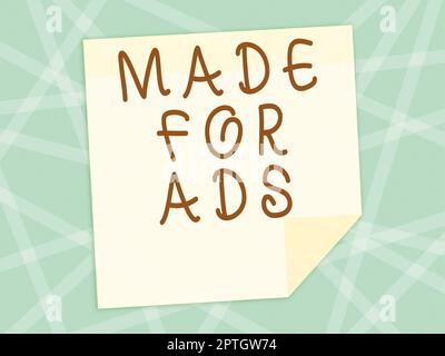 Scrittura che visualizza il testo fatto per gli annunci, parola scritta sui disegni di strategie di vendita per le promozioni di campagna Foto Stock