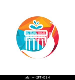 Modello di disegno di marchio del vettore del regalo piccante. Rosso chili regalo vettore logo design. Illustrazione Vettoriale