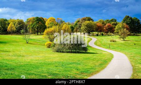 Sentiero escursionistico a Arboretum a Lexington, Kentucky, in autunno Foto Stock