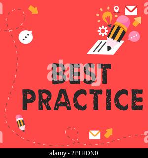 Testo che mostra ispirazione Best practice, Business idea fuoco selettivo idee comprovate per il successo ed efficace Foto Stock