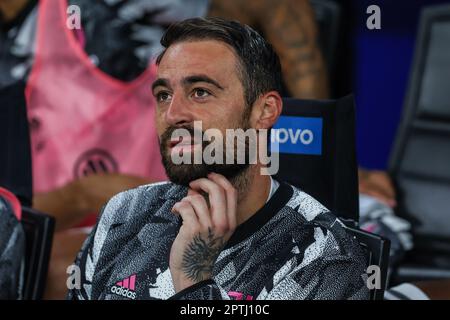 Milano, Italia. 26th Apr, 2023. Carlo Pinsoglio della Juventus FC guarda in occasione della Coppa Italia 2022/23 Semifinale 2st partite di calcio a gambe tra FC Internazionale e Juventus FC allo Stadio Giuseppe Meazza, Milano, Italia il 26 aprile 2023 Credit: Independent Photo Agency/Alamy Live News Foto Stock